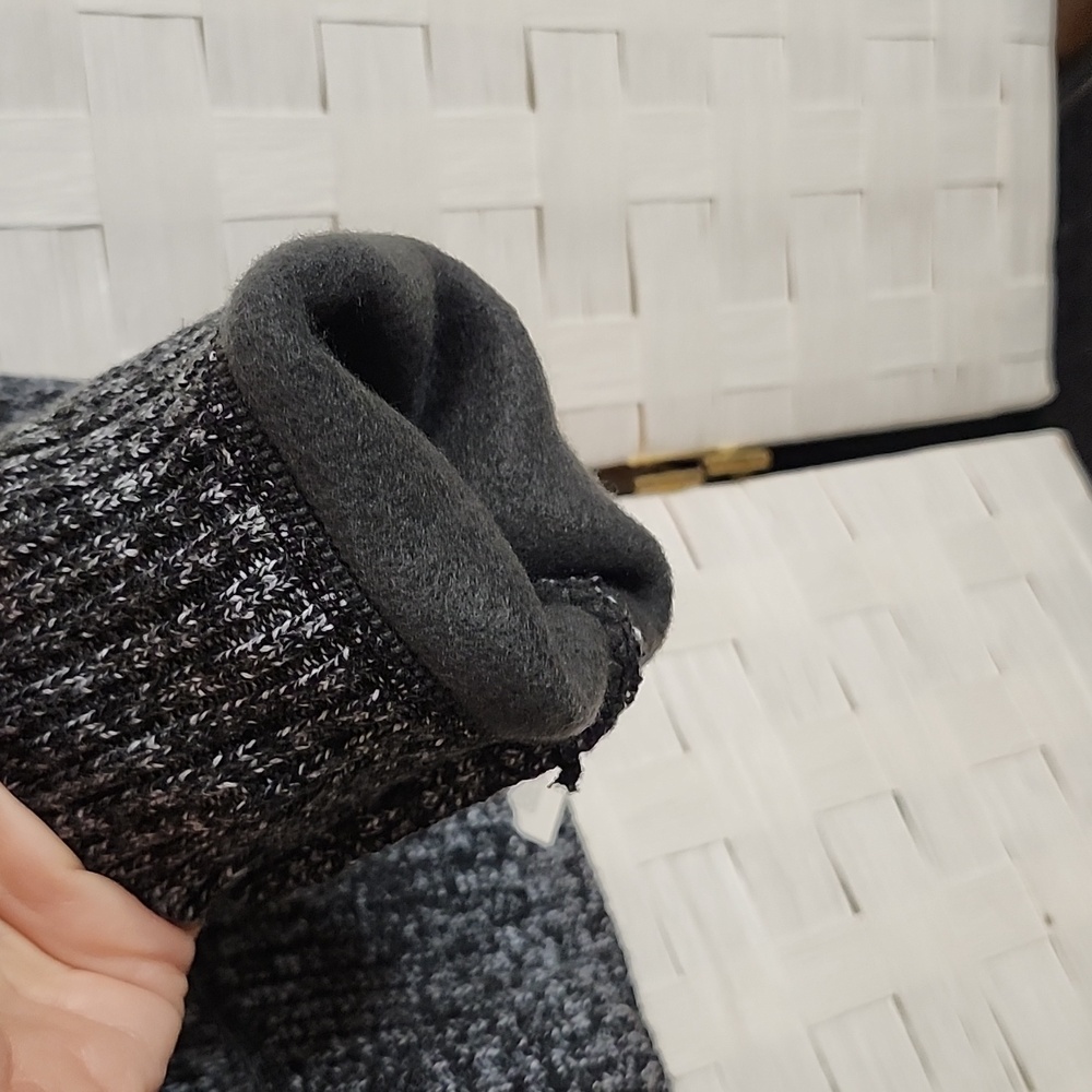 👉*NWT* CHARCOAL GREY & WHITE *FLEECE LINED* PATTERNED QUARTER-ZIP SWEATER ~XXL - Picture 7 of 15